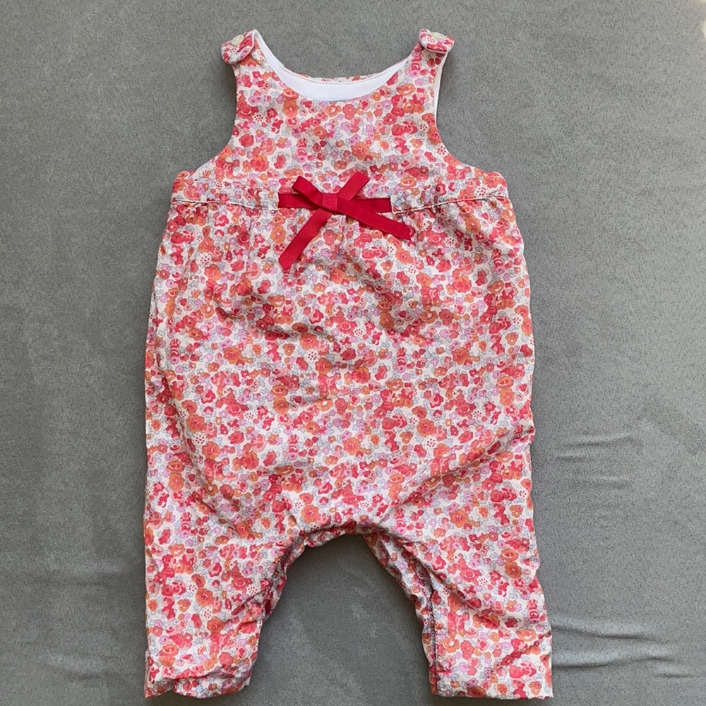 Jacadi 3m pink floral quilted jumpsuit